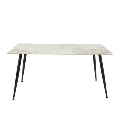 Soho 6-Seater Ceramic Dining Table  - White/Black - With 2-Year Warranty